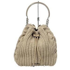 JIMMY CHOO bonbon - Gray Beige Wool Leather Hardware Handbag 469-082925